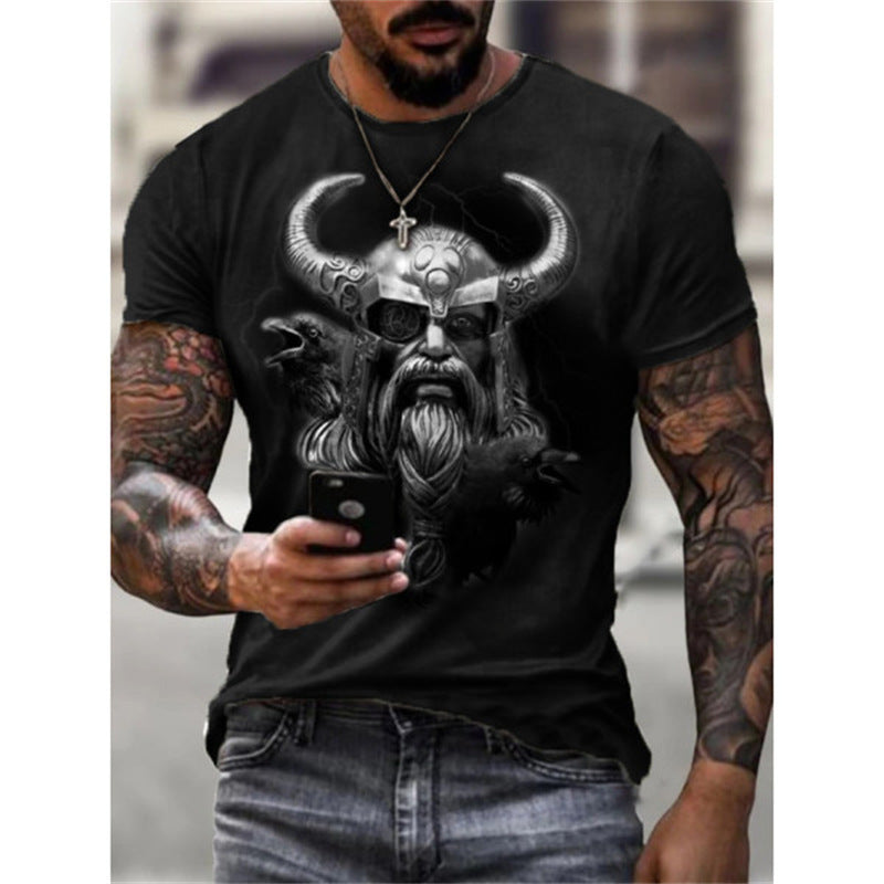 European And American Summer New Printed 3DT Shirt Retro Warrior Fashion Men's Short-sleeved T-shirt