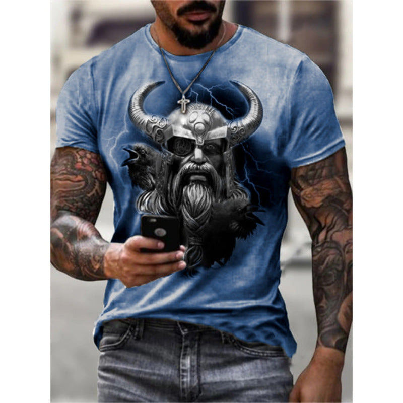 European And American Summer New Printed 3DT Shirt Retro Warrior Fashion Men's Short-sleeved T-shirt