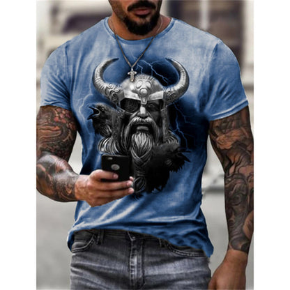 European And American Summer New Printed 3DT Shirt Retro Warrior Fashion Men's Short-sleeved T-shirt