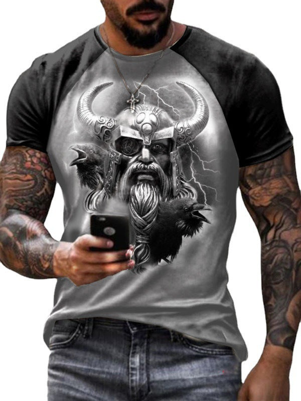 European And American Summer New Printed 3DT Shirt Retro Warrior Fashion Men's Short-sleeved T-shirt