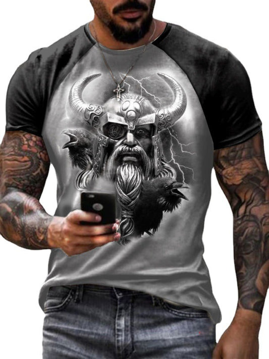 European And American Summer New Printed 3DT Shirt Retro Warrior Fashion Men's Short-sleeved T-shirt
