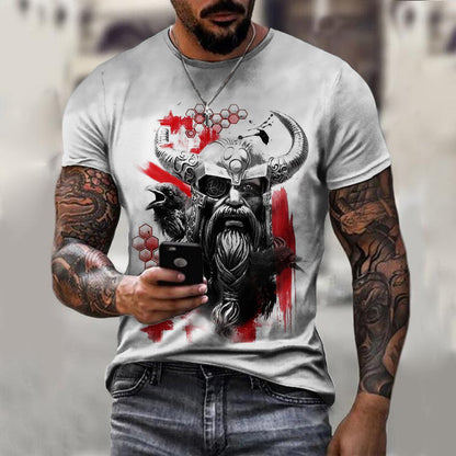 European And American Summer New Printed 3DT Shirt Retro Warrior Fashion Men's Short-sleeved T-shirt